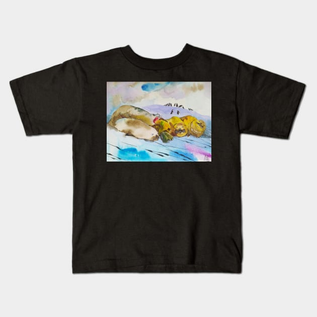 Seal watercolor hand drawn Kids T-Shirt by DmitryArtS